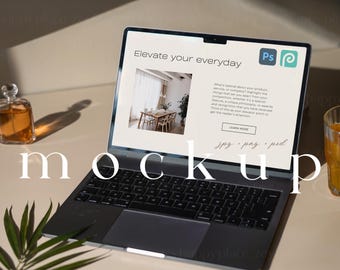 Maqueta de MacBook, maqueta de portátil estética realista para diseñadores, maqueta de marca en redes sociales, maqueta de diseño web moderno, maqueta de dispositivo Apple en formato PSD