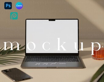 Maqueta de MacBook, maqueta de portátil estética realista para diseñadores, maqueta de marca en redes sociales, maqueta de diseño web moderno, maqueta de dispositivo Apple en formato PSD