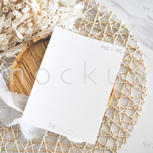 5 x 7" kaart mockup, minimalistische lege witte kaart, uitnodiging mockup, briefpapier mockup, bruiloft briefpapier mockup, wenskaart mockup, PSD