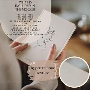 Hardcover Journal Mockup, Printify Ruled Line Journal Matte, Boho Minimalist Notebook Mockup Canva, Realistic Book Cover Drag&Drop PSD File image 2