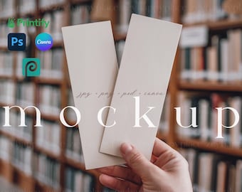 Doppel Lesezeichen Mockup Canva Template 5x10cm Photo Booth Mockup Blanko Lesezeichen Mockup Boho Schreibwaren Mockup Foto Strip Mockup PSD