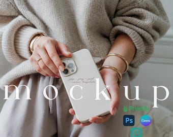 Phone Cover Mockup Editable Tough iPhone Cases Mockup Canva Template Printfy Phonecase Mockup Cozy Phone Casing Mockup Photopea Drag&Drop