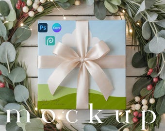 Christmas Wrapping Paper Mockup Gift Paper Mockup Canva Gift Wrap Box Mockup Holiday Special Occasion Packaging Mockup Drag&Drop Photoshop