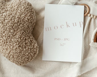 Baby Shower Mockup, carta 5x7 per invito compleanno bambino, Gender Neutral Baby Shower Mockup, Boho Baby Shower Stationery Mockup, Minimalista