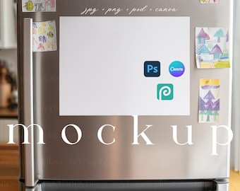 Coloring Page Mockup on Refrigerator PSD Kids 11x8.5" Coloring Pages Canva Template Activity Book Mockup Paper Mockup Drawing Page Mockup