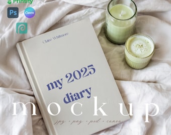 Aesthetics Journal Mockup Hardcover Journal Matte Mockup Canva Printify Ruled Line Journal Matte Boho Minimalist Notebook Mockup PSD