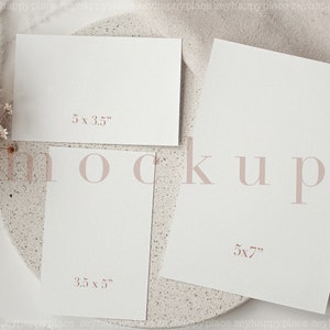 Maquette de suite de mariage Boho, maquette de jeu d'invitation avec RSVP et maquette de carte de détails, maquette minimale neutre, 5x7, 5x3,5, maquette de carte 3,5x5, 3 PC