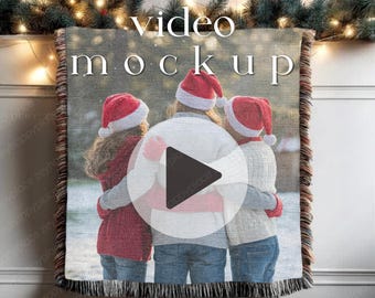 Videomockup av vävd julfilt Videomockup av julfilt Videomockup av vävd POD-filt Videomall av Canva Gobelängmockup MP4