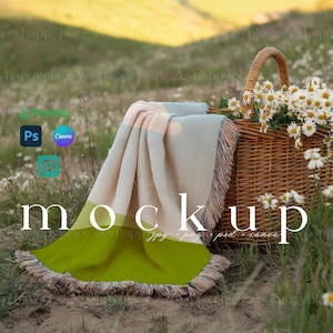 Picnic Woven Blanket Mockup Picnic Blankets Woven Canva Jacquard Fringed Woven Throw Blanket Mockup Photoshop Printify Picnic Blanket PSD