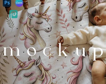 Baby Bettdecke Mockup Canva Country Chic Kinderzimmer Textil Mockup Canva Nursery Bedding Seamless Pattern Nursery Surface Pattern Schaukasten PSD