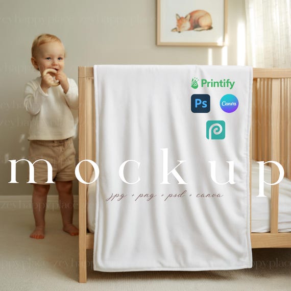 Baby Soft Fleece Blanket Mockup Minky Blanket Mockup Canva Nursery Soft Fleece Blanket Baby Swaddle Printfy Baby Blanket Mockup Photoshop