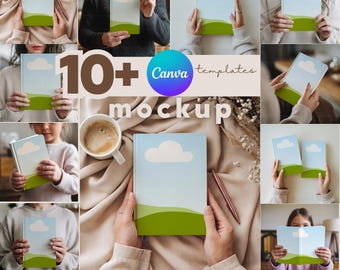 10+ Inbunden anteckningsbok med matt mockup, minimalistisk linjerad anteckningsbok, Canva-mallpaket, anteckningsbok med inbunden anteckningsbok, matt dra-och-släpp