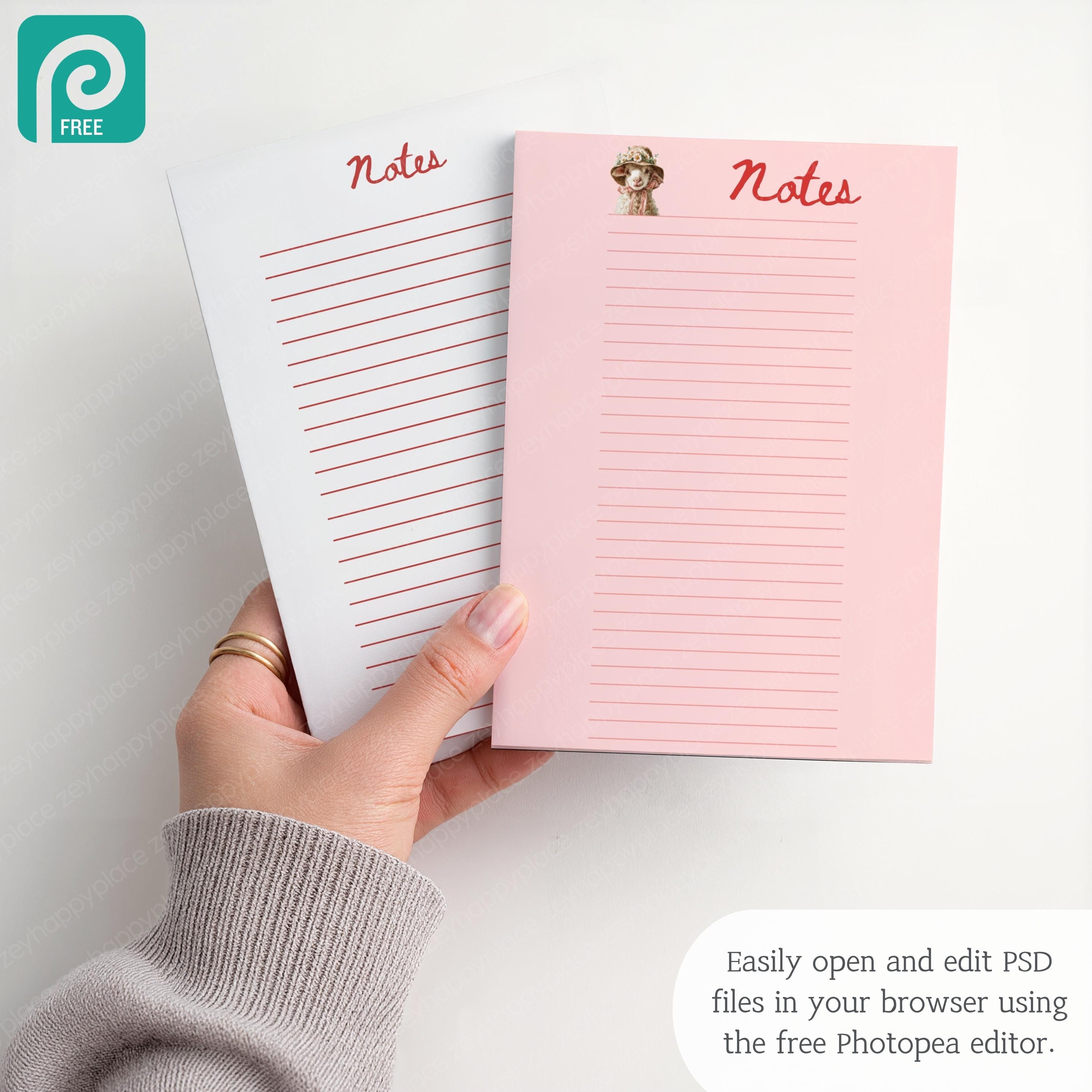 Double 5x7 Notepad Mockup Set, 2 Paper Pad Mockups, Stationery Mockup ...