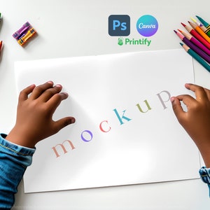 Ausmalseite Mockup, 11 x 8,5" Ausmalseiten Mockup, Canva Aktivitätenbuch Seiten Mockup, Malseite mit Buntstiften, Zeichnung Seite Mockup, PSD