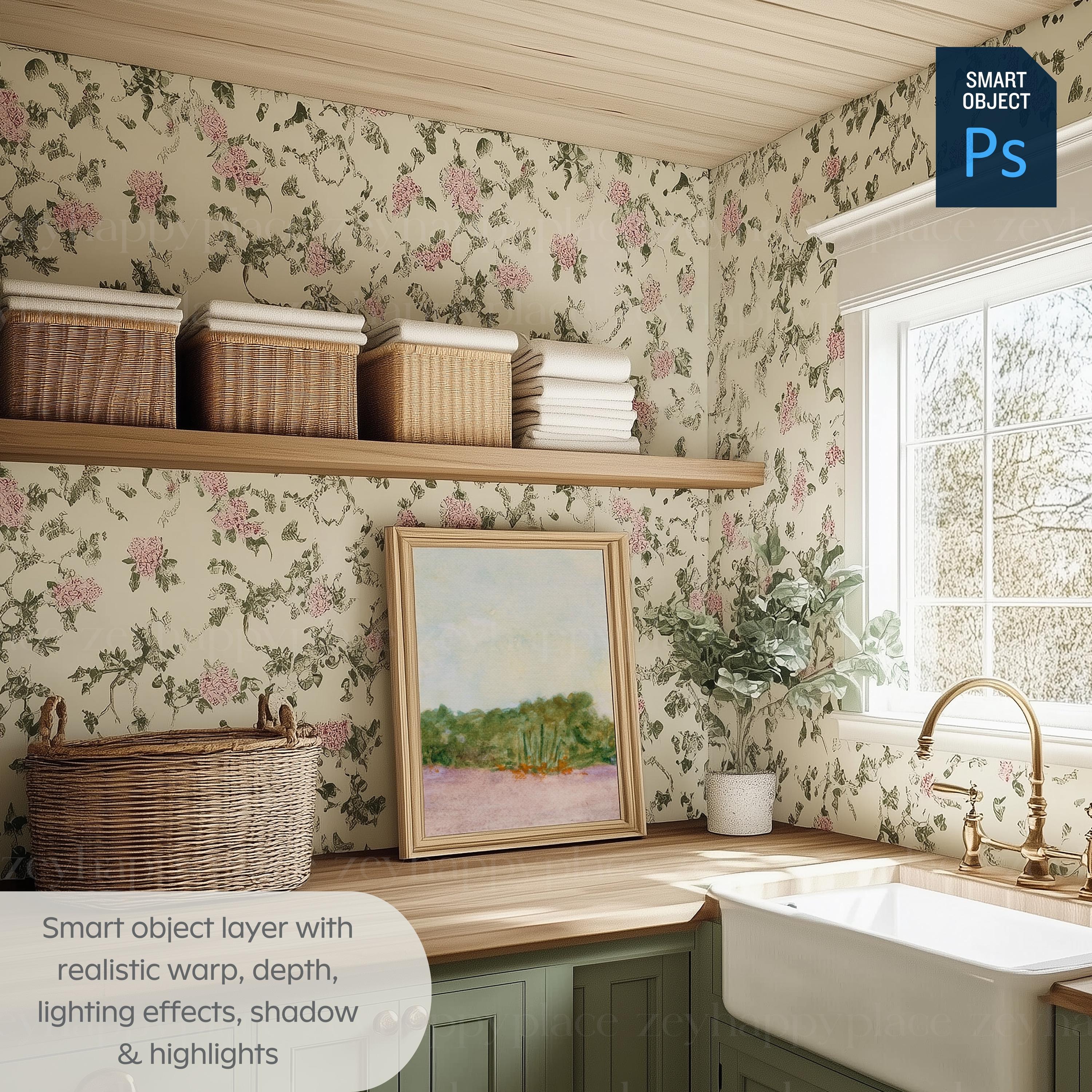 Laundry Room Frame Mockup Cottage Core Aesthetic Room Frame Mockup DIN ...