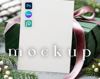 Minimalist Christmas Invitation Mockup Winter Wedding Invitation Mock Up 5x7 Holiday Invite Mockup Cozy Festive Card Canva PSD Drag&Drop