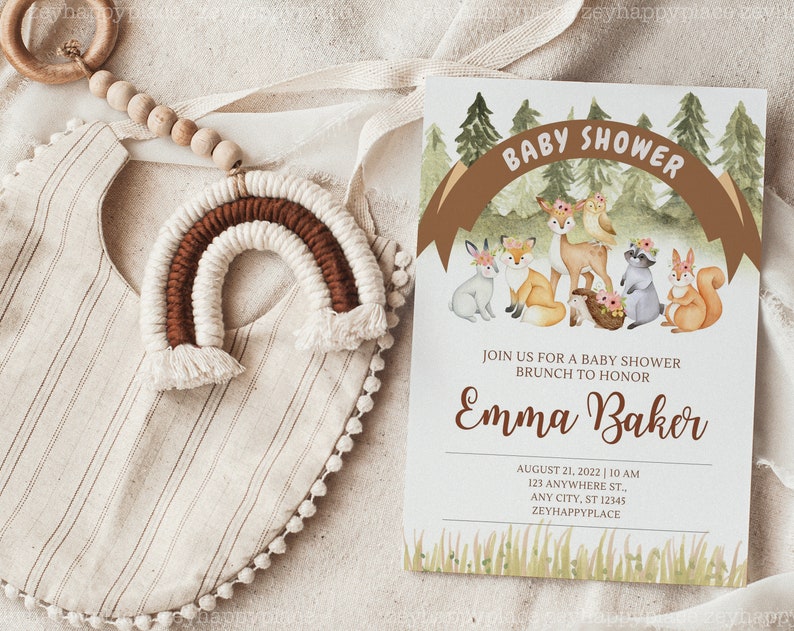 Baby shower uitnodiging mockup, baby verjaardagsuitnodiging mockup, 5x7 uitnodiging mockup, moderne Boho genderneutrale kaart, minimalistische baby PSD afbeelding 4