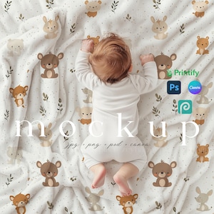 Plush-velveteen Baby Blanket Mockup Canva Template Plush Infant Minky Baby Nursery Blanket Mockup Velveteen Plushe PSD Fleece Blanket Mockup