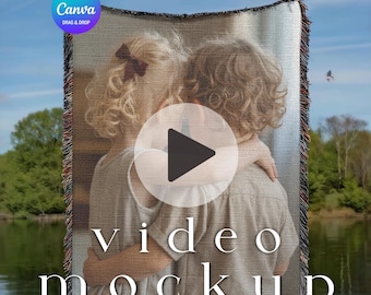 Videomodell av vävd filt, Gooten-filt, videomodell, Printfy-filt, Canvas-jacquard-fransar, videomodell, MP4-modell
