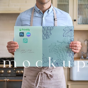 May include: A mockup of a printable design featuring a blue and green grapevine pattern. The design is labelled with the text "jpg, png, psd, canva" and the logo "Printify".