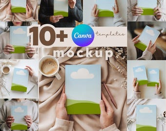 10+ Inbunden anteckningsbok med matt mockup, minimalistisk linjerad anteckningsbok, Canva-mallpaket, anteckningsbok med inbunden anteckningsbok, matt dra-och-släpp