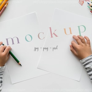Malseite Mockup, 8.5 x 11" Ausmalseiten Mockup, Arbeitsbuch Seiten Mockup, Malseite mit Stifte, Zeichnung Seite Mockup, PSD