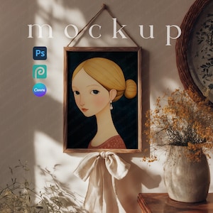 コテージファームハウスフレームモックアップ（リボン付き）、ノスタルジアフレームモックアップ（Canva）、ヴィンテージアートウォール、ニュートラルフレームポスターモックアップ（PSD）、ラスティックフレームモックアップ