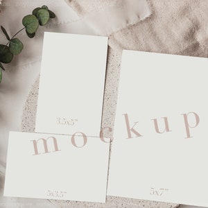Boho Wedding Suite Mockup, Invitation Set Mockup with RSVP & Details Card Mockup, Neutral Minimal Mockup, 5x7, 5x3.5, 3.5x5 Card Mockup,3 PC