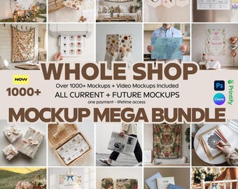 1000+ Whole Shop Mockup Bundle | Entire Shop Canva & Photoshop | Lifetime Access, Growing Collection