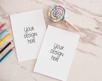 Coloring Page Mockup, 8.5 x 11" Coloring Pages Mockup, Activity Book Pages Mockup, Coloring Page with Pencils, Drawing Page Mockup, PSD