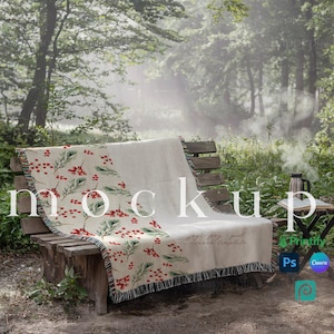 Woven Throw Blanket Forest Mockup Gooten Mockups Picnic Woven Blanket PSD Printfy Jacquard Fringed Woven Blanket Mockup Canva Template