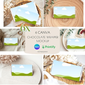 Chocolate Bar Mockup Bundle Canva, Candy Bar Mockup Bundle, Canva Blank Candy Bar Wrapper Mockup Instant Download, Party Favor Mockup, PNG