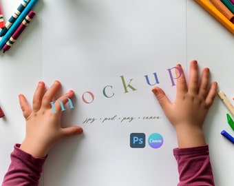 Coloring Page Mockup PSD, Canva 8.5 x 11" Coloring Pages Mockup, Activity Book Pages Mockup, Coloring Page with Pencils, Drawing Page Mockup