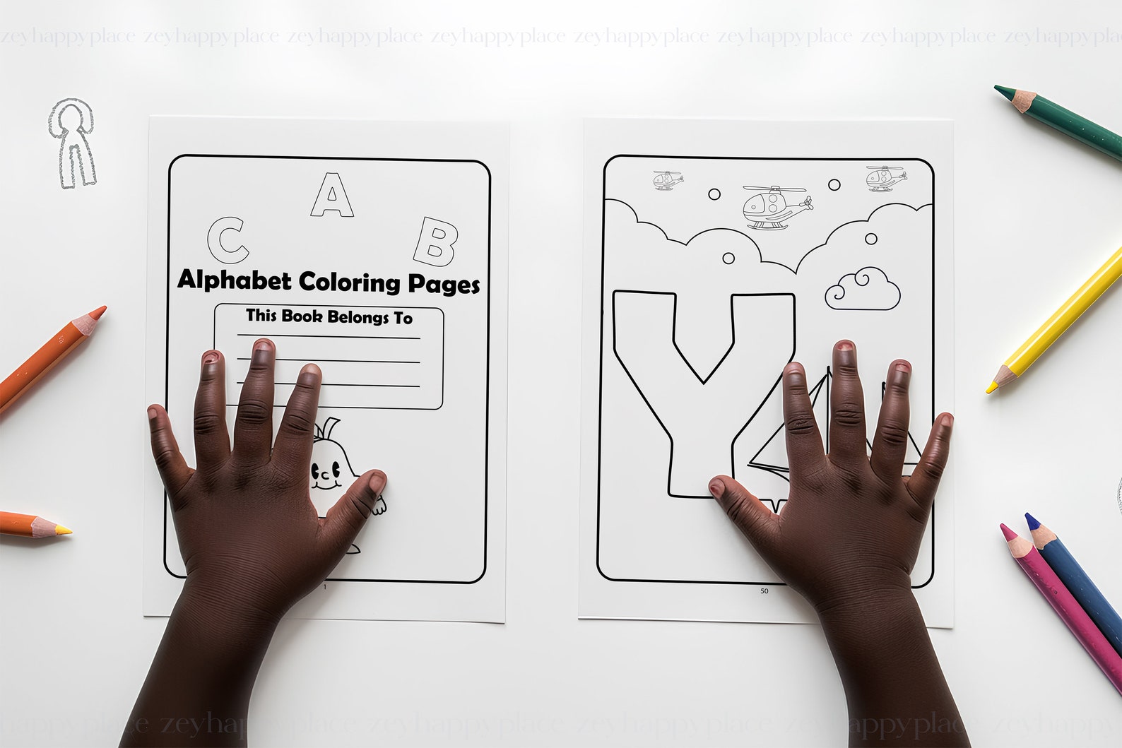 Double Coloring Page Mockup, 5x7