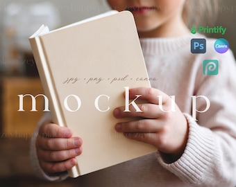 KDP Buch Mockup Kinder Hardcover Journal Mockup Printify Journal Matt für Kinder halten Notebook KDP Mockup Canva Vorlage Buchcover PSD Datei
