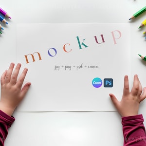 Malseiten-Mockup, 11 x 8,5" Malseiten-Mockup, Canva-Zeichenseiten-Mockup, Aktivitätsbuch-Seiten-Mockup, Malseite mit Bleistiften, PSD