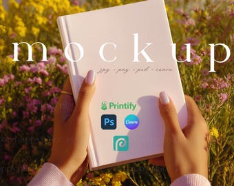 Journal Mockup Woman Holding Hardcover Journal Matte Mockup Canva Printify Ruled Line Journal Mockup A5 Hardcover Journal Mockup Photoshop