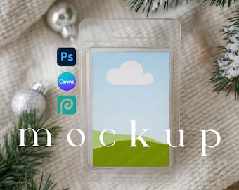 Christmas Soy Wax Melt Mockup Canva Wax Melt Label Candle Label Clamshell Wax Melts Mockup for POD Sellers Wax Melt Mock ups PSD Drag&Drop