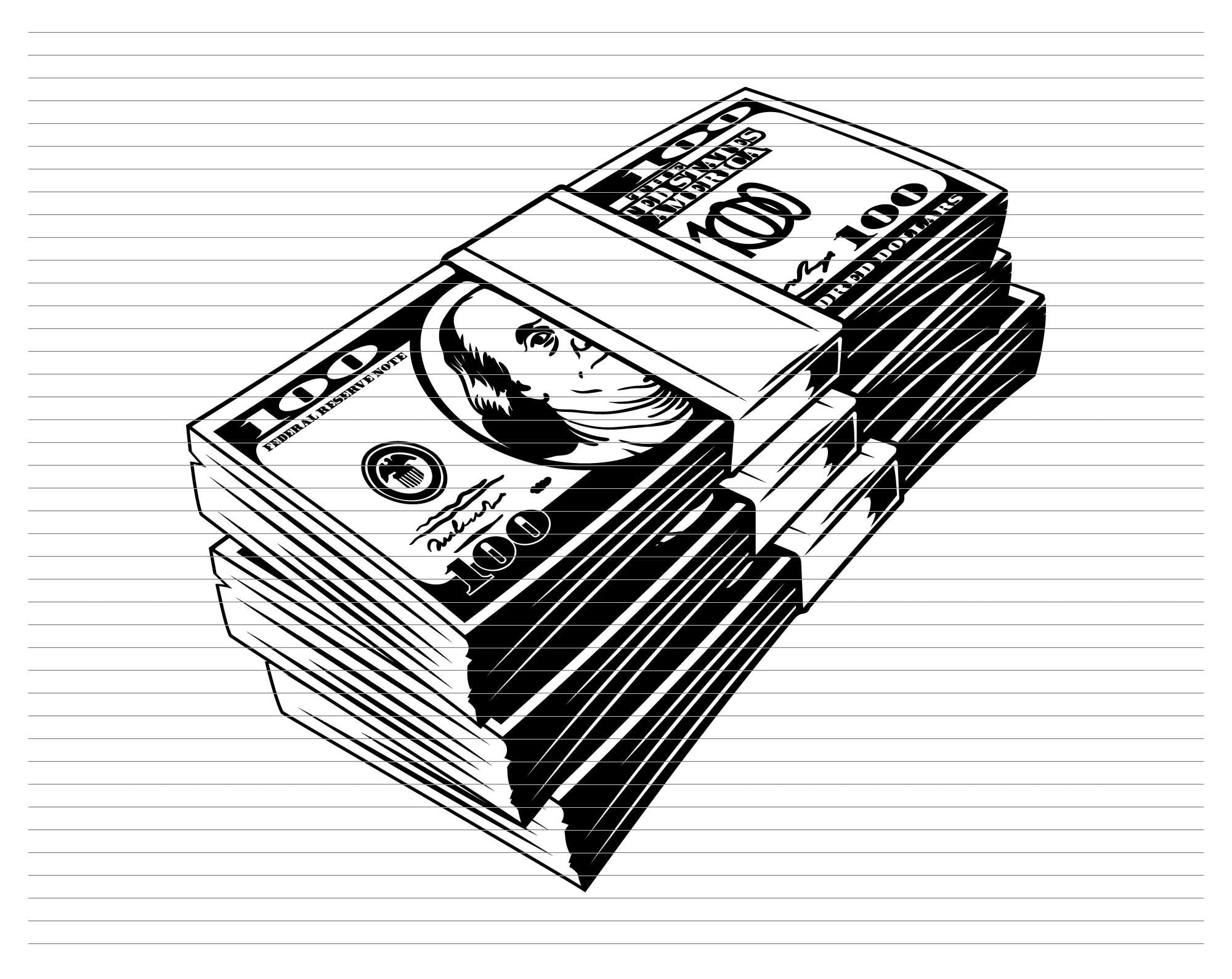 Money Stacks Clipart Black And White Christmas