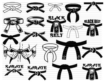 KARATE BELT BUNDLE, karate belt svg, blak belt svg, black belt clipart, martial art belt, martial art, belt clipart, karate print file, d620