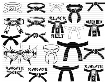 KARATE BELT BUNDLE, karate belt svg, blak belt svg, black belt clipart, martial art belt, martial art, belt clipart, karate print file, d620