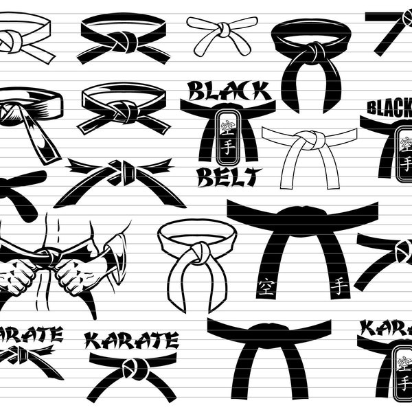 KARATE BELT BUNDLE, karaté ceinture svg, blak ceinture svg, clipart ceinture noire, ceinture d'art martial, art martial, ceinture clipart, fichier d'impression karaté, d620