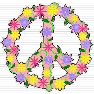 PEACE SYMBOL SVG Peace sign, Floral svg, Peace Tshirt svg, peace with flower svg, Silhouette Cut Files, Cricut Files Svg Png Dxf Eps d200