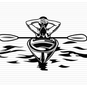 KAYAK GIRL SVG, kayak svg, kayak girl, kayak man, paddling svg, kayak clipart, kayak silhouette, kayak school logo, kayak boat, d623