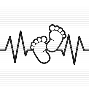 HEARTBEAT FEET PRINT svg, heartbeat, feet print svg, heart beat, baby, foot print, feet, print, new born, birthday, mom,  cricut file, d298