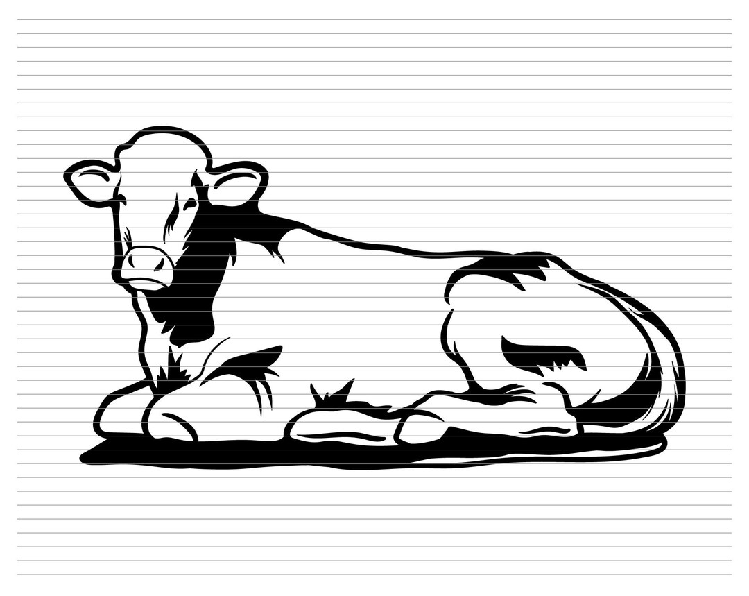 SITTING COW SVG, Cow Face, Ox Svg, Cow Clipart, Farm Animal Svg, Cute