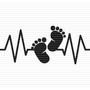 HEARTBEAT FEET SILHOUETTE svg, feet silhouette, heartbeat, baby print, heart beat, baby, foot print, feet, print, new born, birthday,  d299
