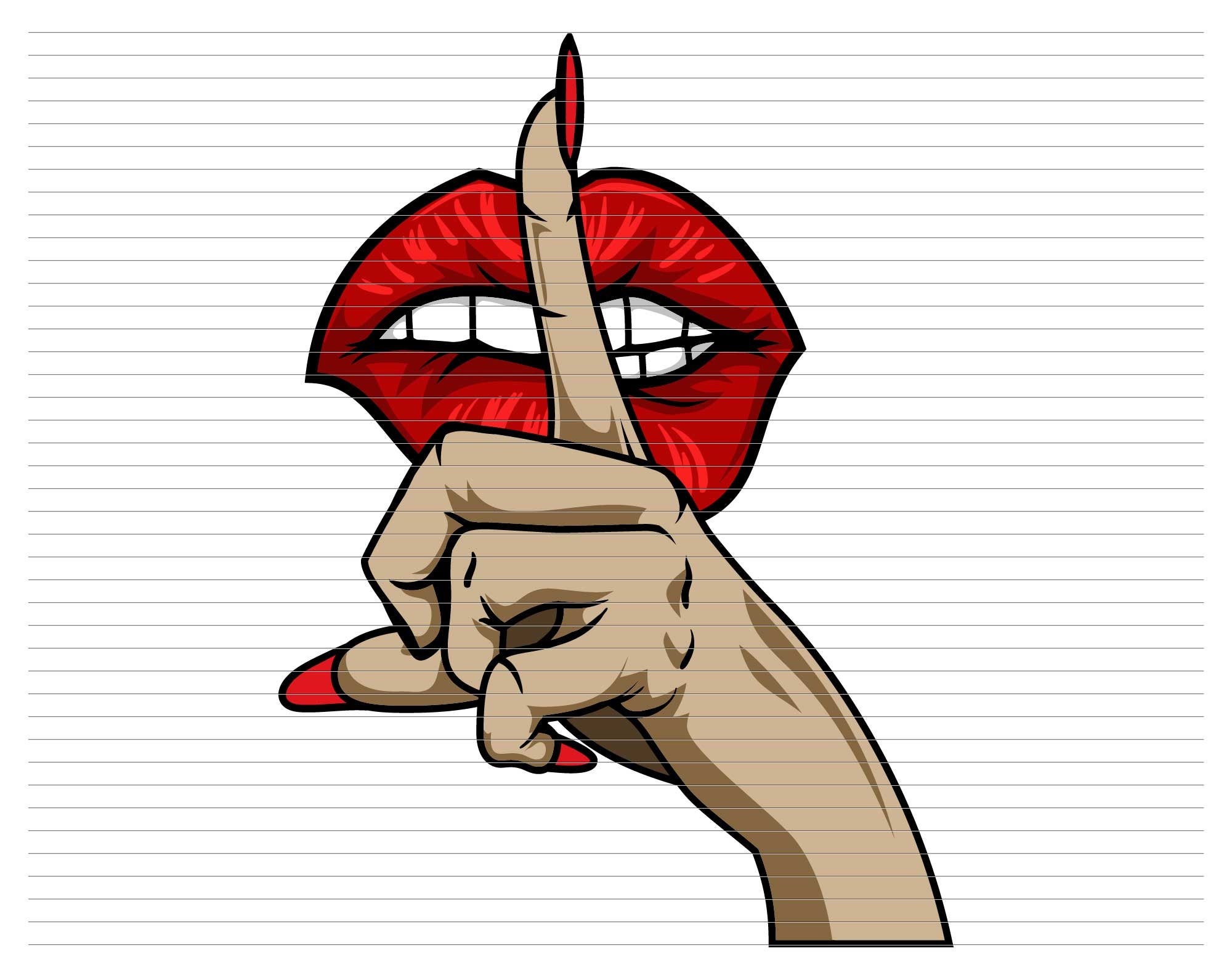 FINGER SHH FEMALE Hand Middle Finger Shut the Fck up Gesture Shhh Mouth