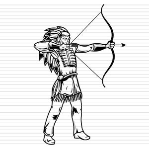 INDIAN BOGENSCHÜTZE SVG, Bogenschießen, Indianer, Bogenschütze, Ziel, Pfeil, Bogenschütze Clipart, Jagd, Jagd, Jagd Clipart, Jäger, Cricut, d268