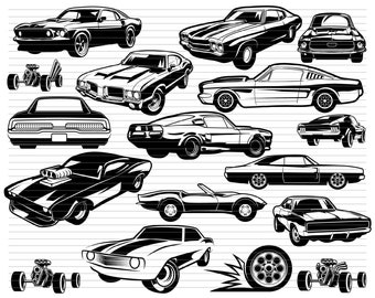 MUSCLE CAR SVG muscle car bundle american car retro car classic car sport car svg muscle car clipart vintage car svg vintage d668